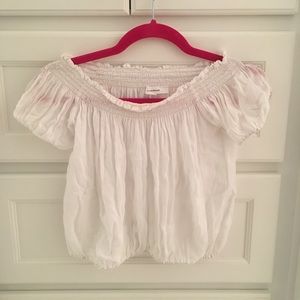 Off the Shoulder White Ruffle Top